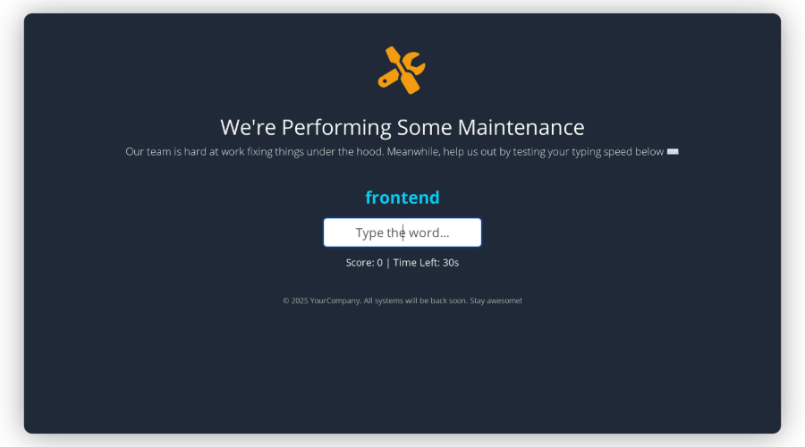 Maintenance screenshot