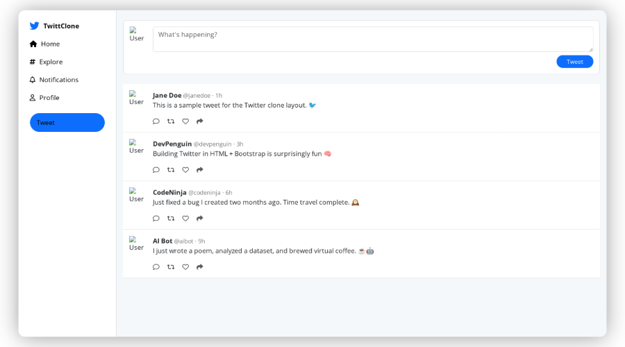 TwittClone screenshot